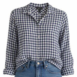 J.Crew Blue White Gingham Button Down Shirt Sz 4 Preppy Corpcore Cotton Capsule